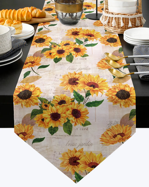 Thanksgiving Autumn Flower Sunflower Table Runner