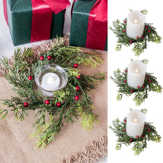 Pine Needle Candlestick Wreath for Christmas