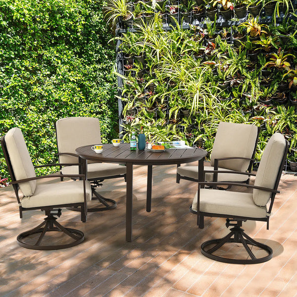 Set of 4 Patio Swivel Dining Chairs Cushioned - jenshomeandgardendecor