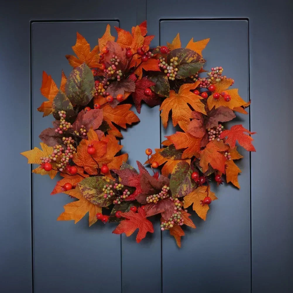 50cm Fall Wreath with Autumn Leaves and Berries