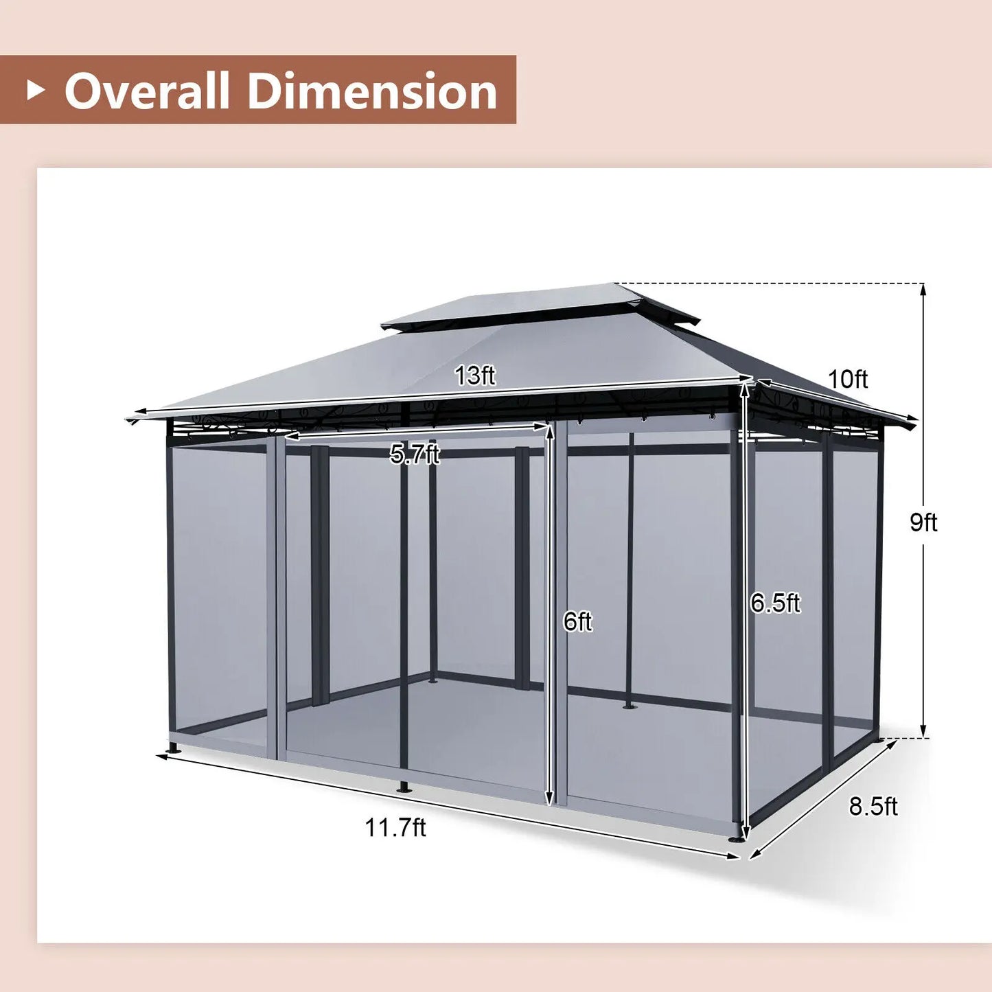 2-Tier Steel Gazebo Canopy Tent Shelter - jenshomeandgardendecor