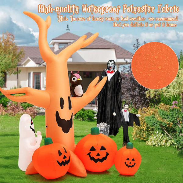 8 FT Halloween Inflatable Dead Tree w/ Pumpkins Blow up Yard Decoration - jenshomeandgardendecor