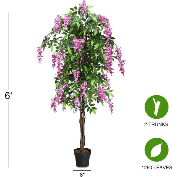 2 Pack 6ft Ficus Artificial Fake Trees for Indoor or Outdoor