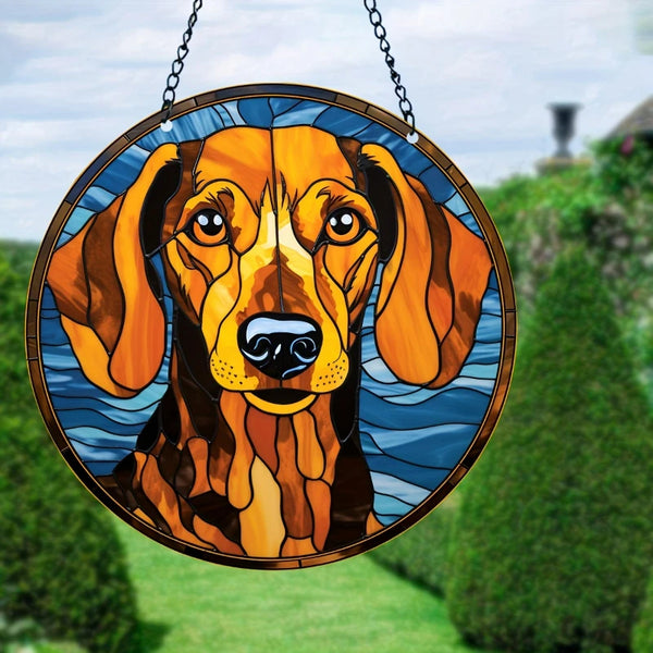 1pc Dachshund Stained Glass Window Hanging Suncatcher