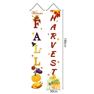 Thanksgiving Couplet  Pumpkin Porch Hanging Banner - jenshomeandgardendecor