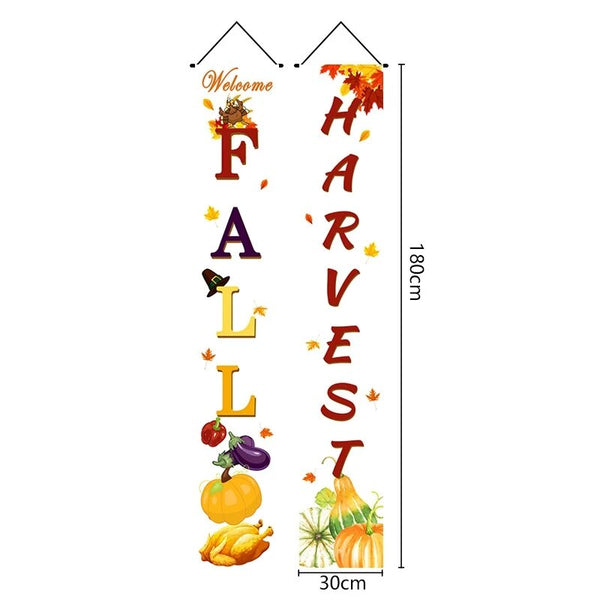 Thanksgiving Couplet  Pumpkin Porch Hanging Banner - jenshomeandgardendecor