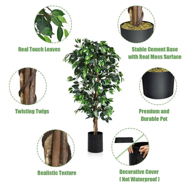 6 Ft Artificial Ficus Silk Tree - jenshomeandgardendecor