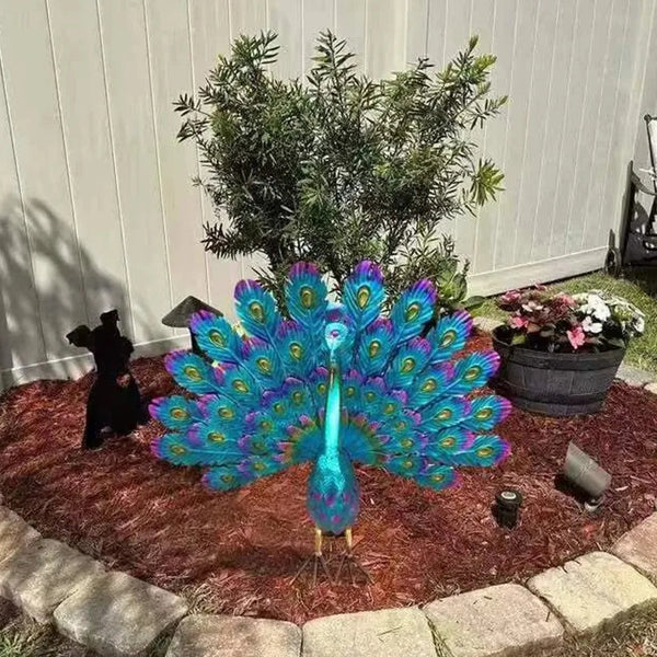 Metal Peacock Outdoor Statue
