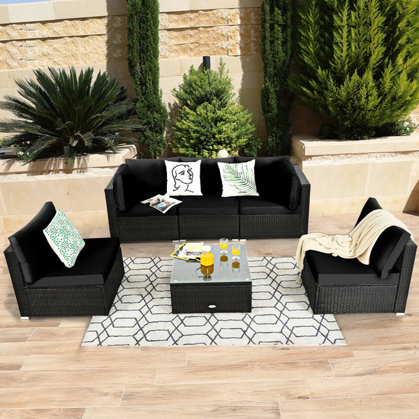 6PCS Patio Rattan Furniture Set - jenshomeandgardendecor