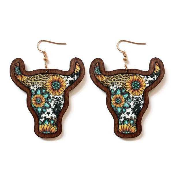 Wooden Cow head Earrings - jenshomeandgardendecor