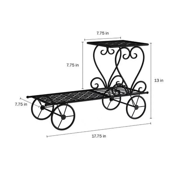 2-Tiered Indoor or Outdoor Wrought Iron Garden Cart - jenshomeandgardendecor