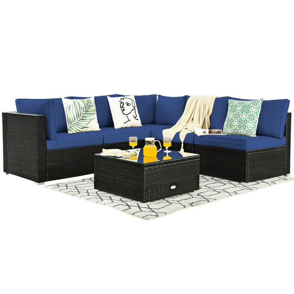 6PCS Patio Rattan Furniture Set - jenshomeandgardendecor