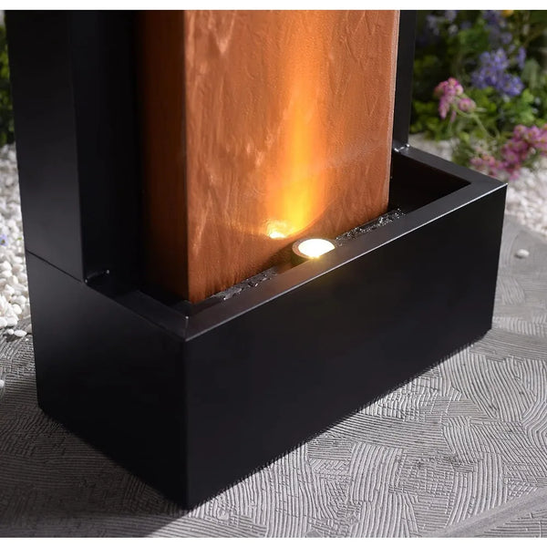 Andora Floor Fountain With Rust and Matte Black Finish - jenshomeandgardendecor