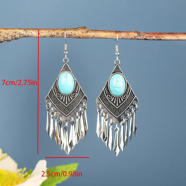 Turquoise Western Earrings - jenshomeandgardendecor