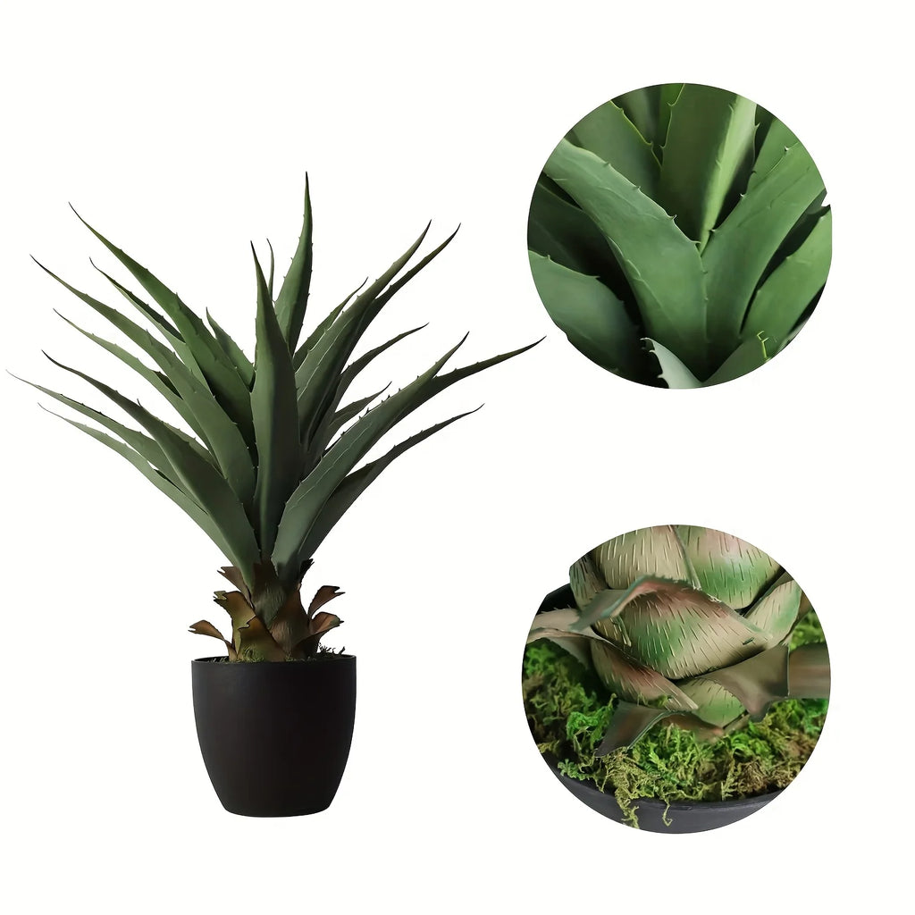 27-Inch Realistic Artificial Agave Plant – Outdoor-Safe Faux Succulent with Natural-Looking Spiky Leaves for Porch, Patio, Living Room, Office or Holiday Styling