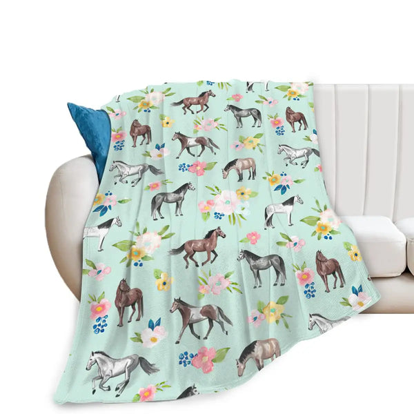 Western Galloping Horse Throw Blanket - jenshomeandgardendecor