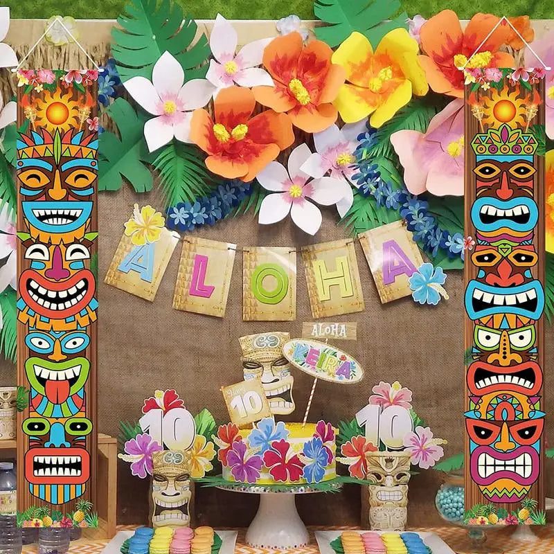 Tiki Banner Happy Luau Party Decoration Banner