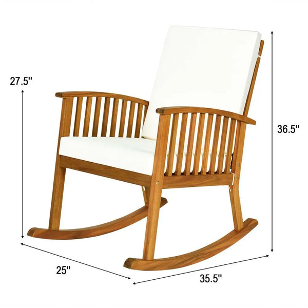 2PC Outdoor Acacia Wood Rocking Chair - jenshomeandgardendecor