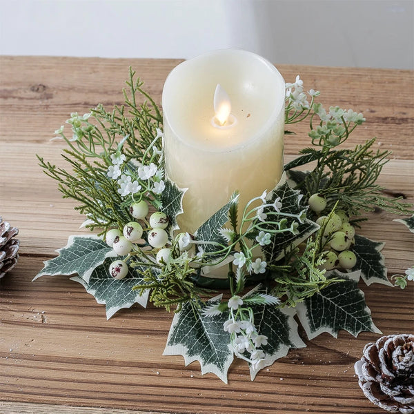 Christmas Artificial Berry Garland Candle Ring