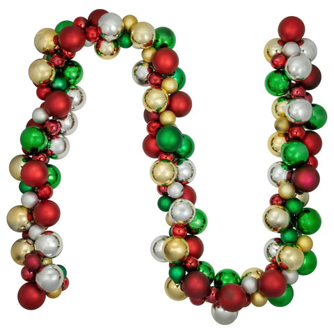 6'  2-Finish Shatterproof Ball Christmas Garland - jenshomeandgardendecor