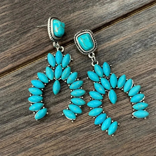 Turquoise Squash Blossom Earrings - jenshomeandgardendecor