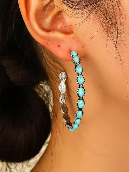 2pcs vintage Western style turquoise earrings