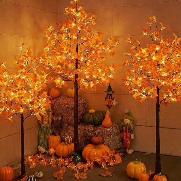 LED Artificial Lighted Maple Tree Warm White Fall Decorations Indoor Outdoor