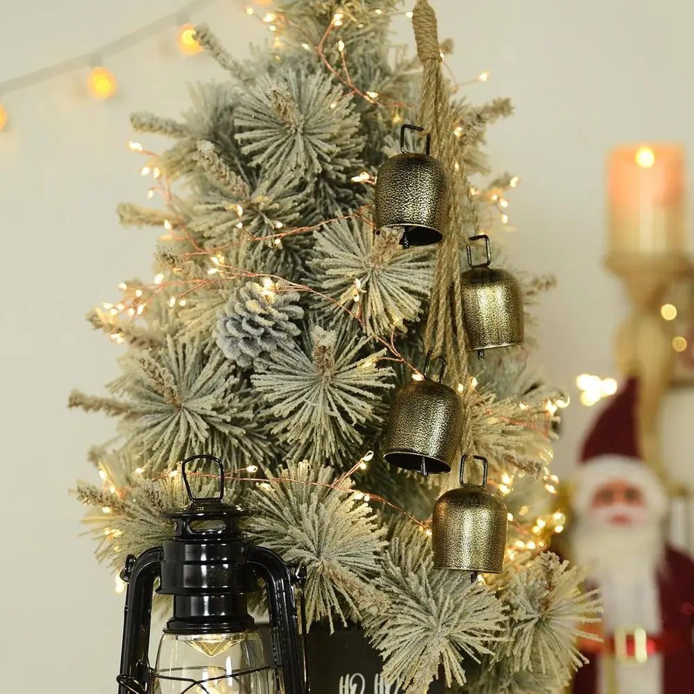 Metal Hanging Bells with Jute Rope for Christmas