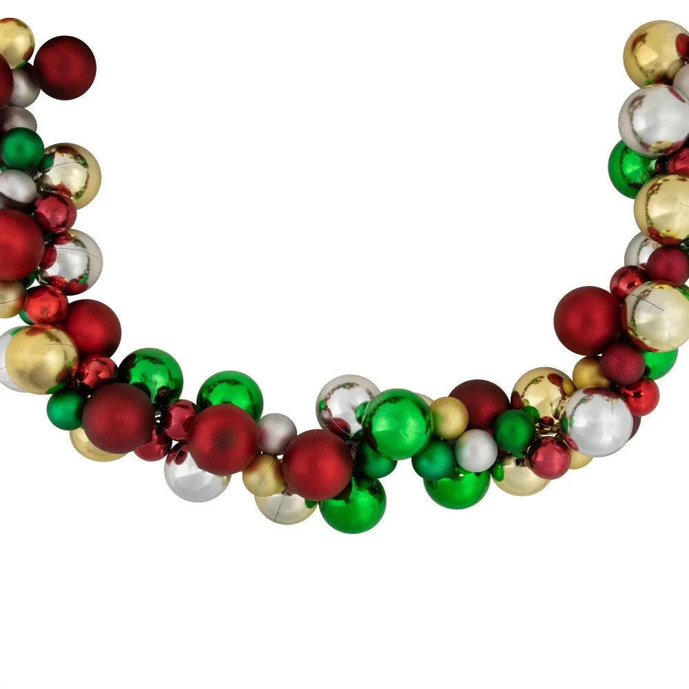 6'  2-Finish Shatterproof Ball Christmas Garland - jenshomeandgardendecor