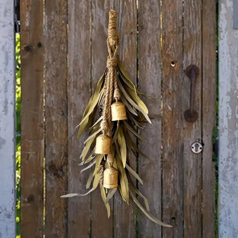45cm Winter Christmas Wreath With Bells Artificial Green Leaves
