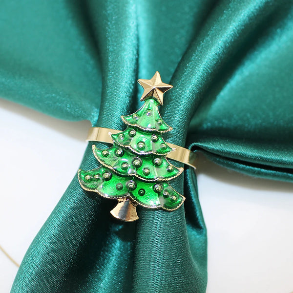 6Pcs Rustic Christmas Tree Napkin Rings