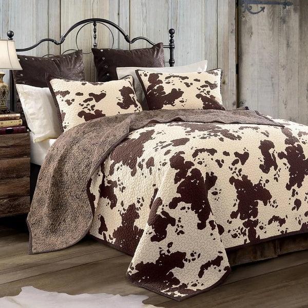 Elsa Cow Print Bedding 3 Piece King Size Quilt Set,