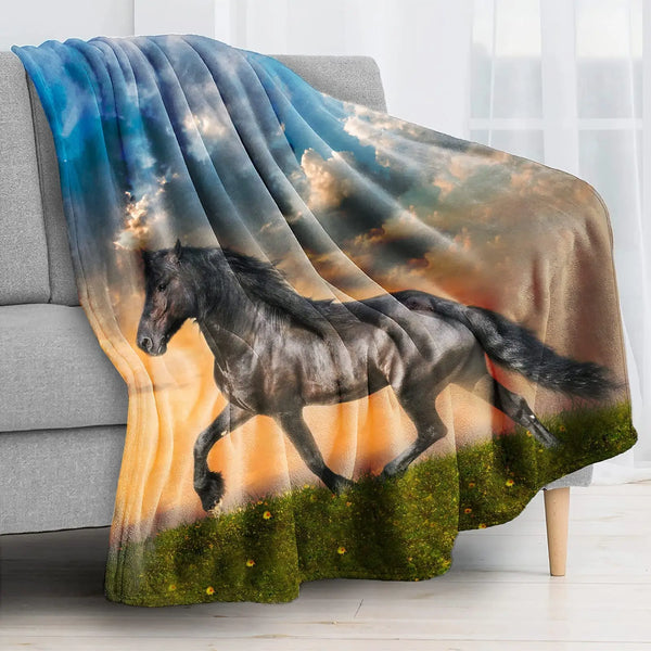 Western Galloping Horse Throw Blanket - jenshomeandgardendecor