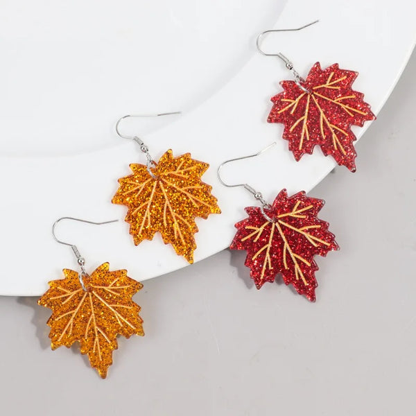 Fashion Acrylic Maple Leaves Dangle Earrings