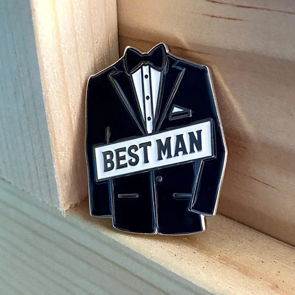 Groomsman Best Man Father of the Bride Groom Ring Bearer Pin Badge