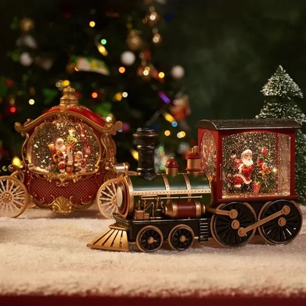 Santa Claus Snowman Christmas Music Box Train