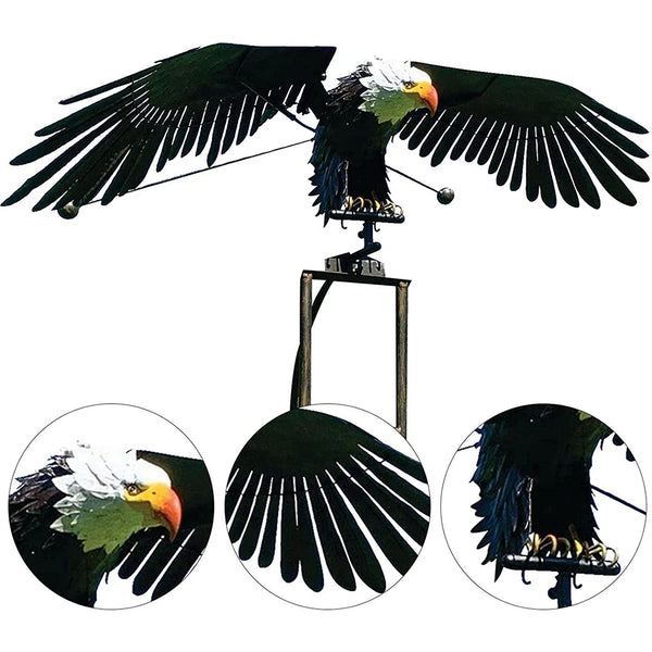 Iron Metal Eagle Wind Spinners Lawn Ornament - jenshomeandgardendecor