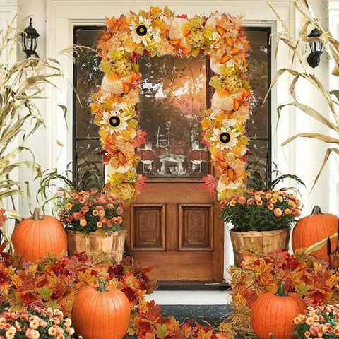 Thanksgiving Garland with Sunflowers