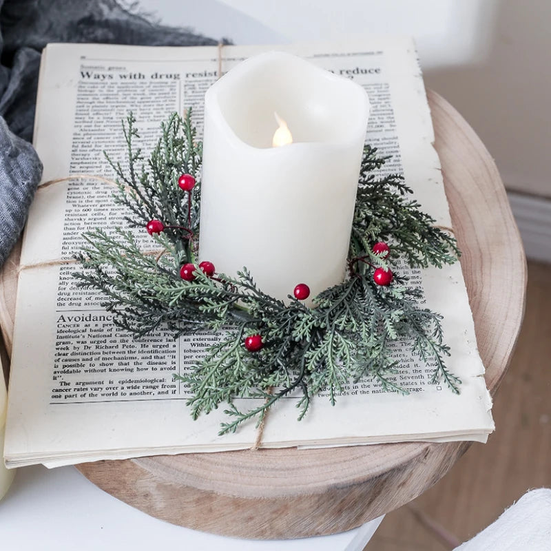 Pine Needle Candlestick Wreath for Christmas