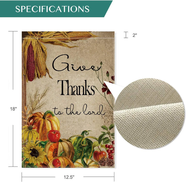 Give Thanks To The Lord Garden Flag Vertical Double Sided12 X 18 Inch