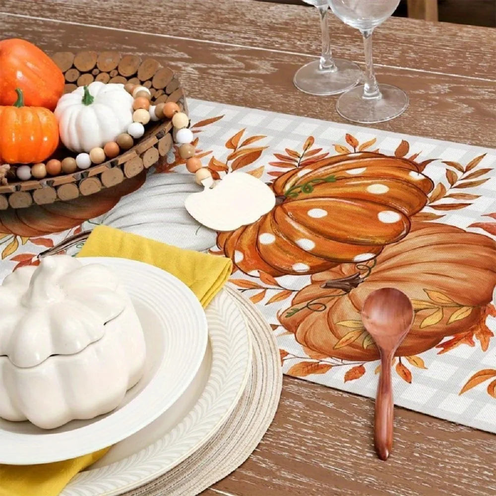 Autumn Polka Dot Pumpkin Table Runner