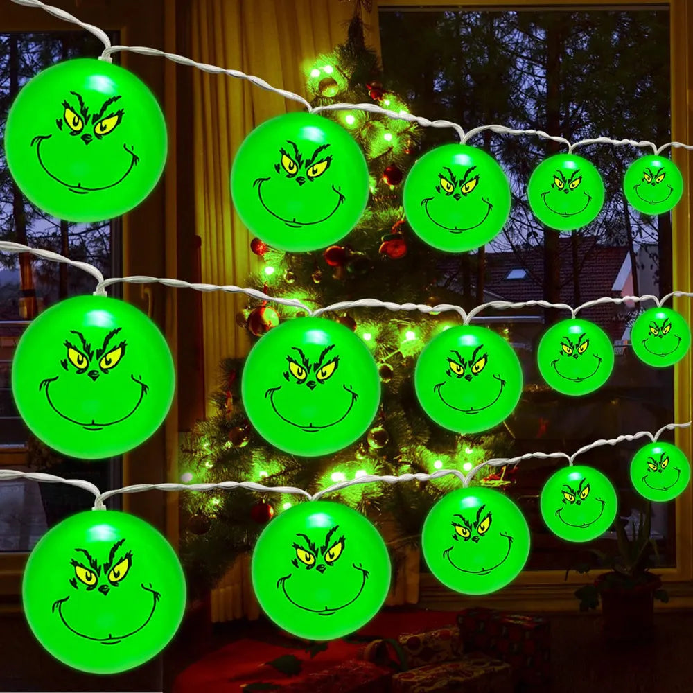 Christmas Grinch 80 LED 32.8 Ft Battery USB Operated Christmas String Lights