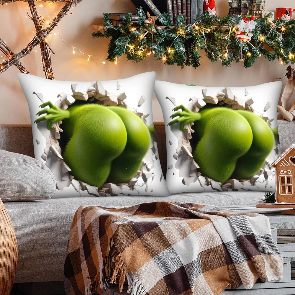 Christmas Grinch Style Throw Pillow Cover