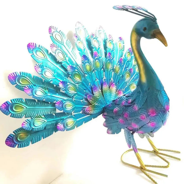 Metal Peacock Outdoor Statue