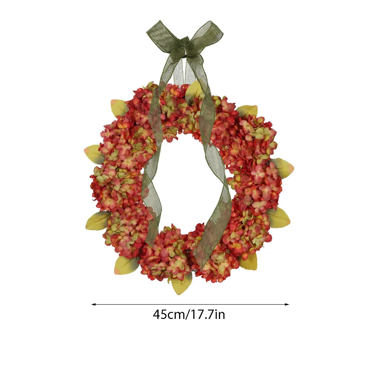 17.7in Fall Hydrangea Wreath for Front Door