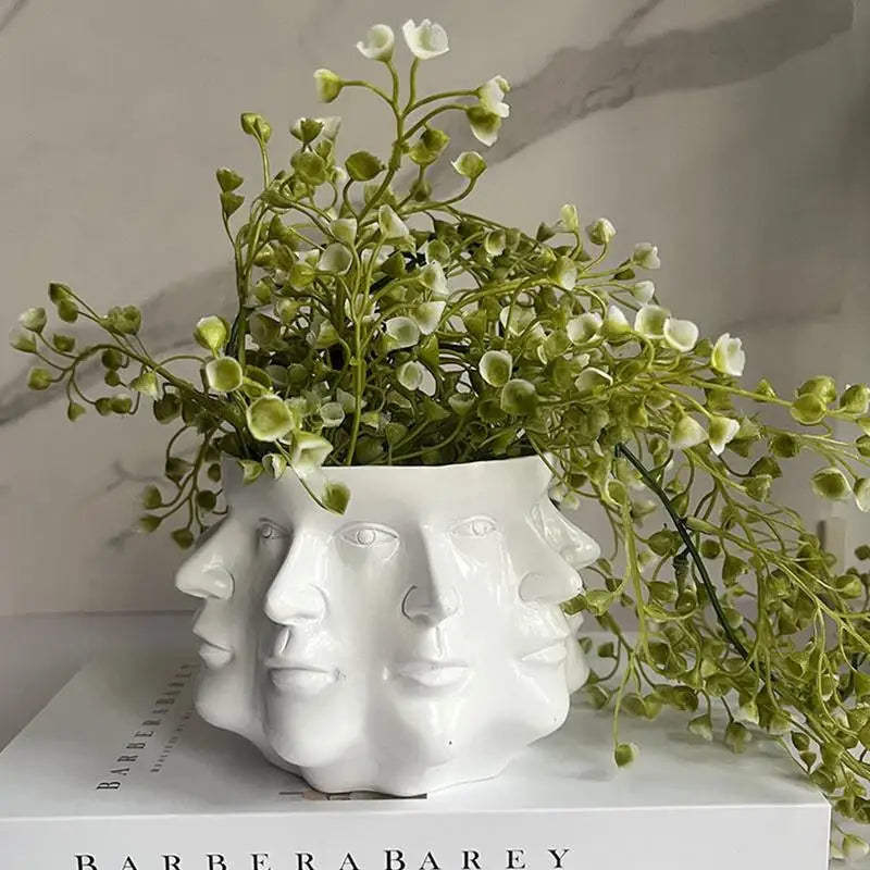 Multi Face Flower Pot Vase Ceramic Planter - jenshomeandgardendecor