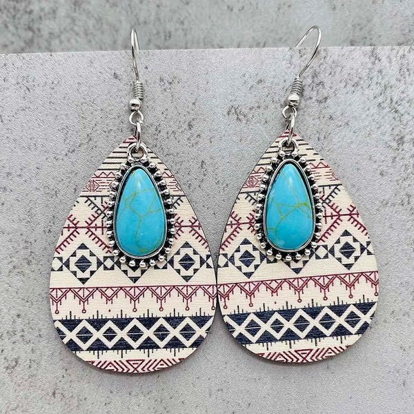 Western Retro Aztecs Pattern Wood Earrings - jenshomeandgardendecor