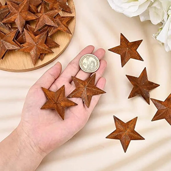 30PCS 1 Inch Metal Rusty Barn Stars