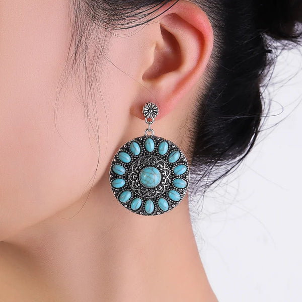 Turquoise Western Earrings - jenshomeandgardendecor