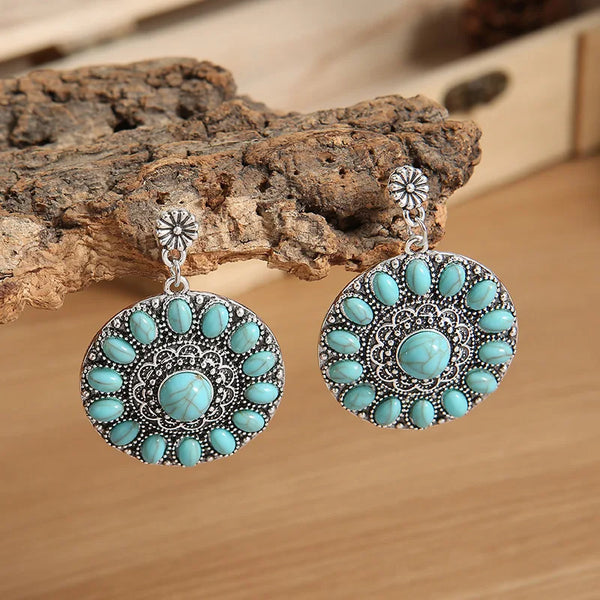 Turquoise Western Earrings - jenshomeandgardendecor